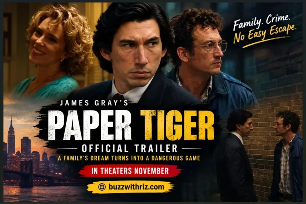 Paper Tiger trailer scene showing two men facing each other beside a brick wall