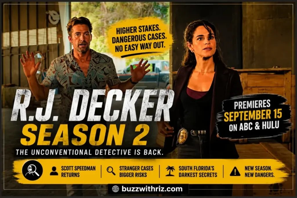 R.J. Decker Season 2 Trailer: Scott Speedman Returns to a Stranger, Riskier South Florida R.J. Decker and Emi in the R.J. Decker Season 2 trailer