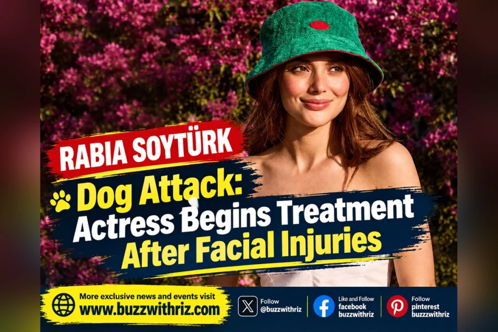 Turkish actress Rabia Soytürk following reported dog attack and facial injury