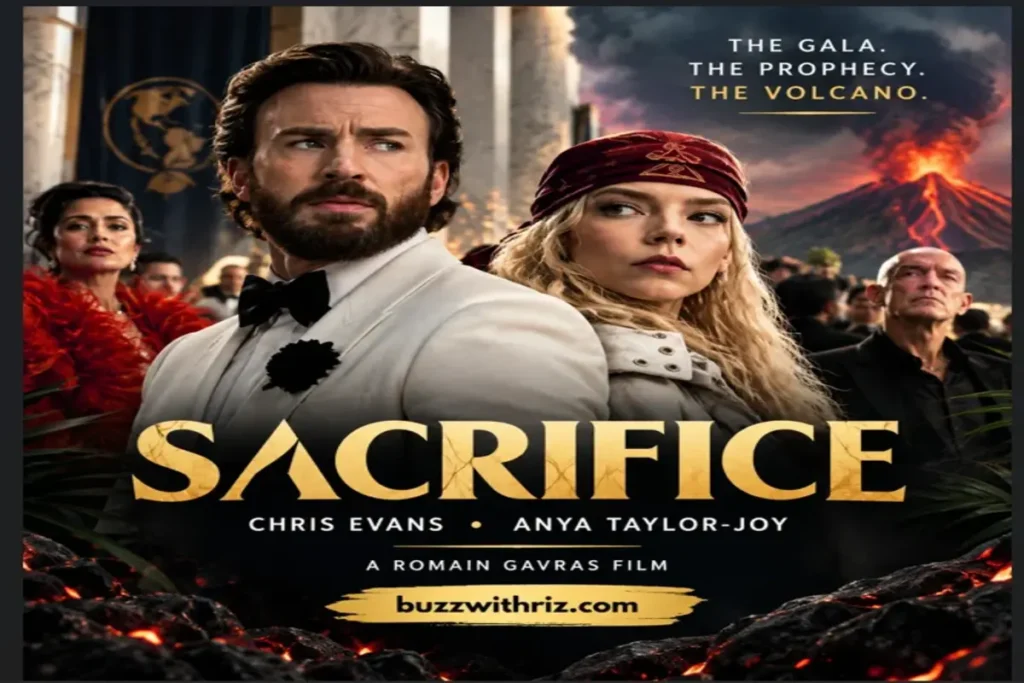 Sacrifice Netflix trailer featuring Chris Evans and Anya Taylor-Joy at a glamorous gala