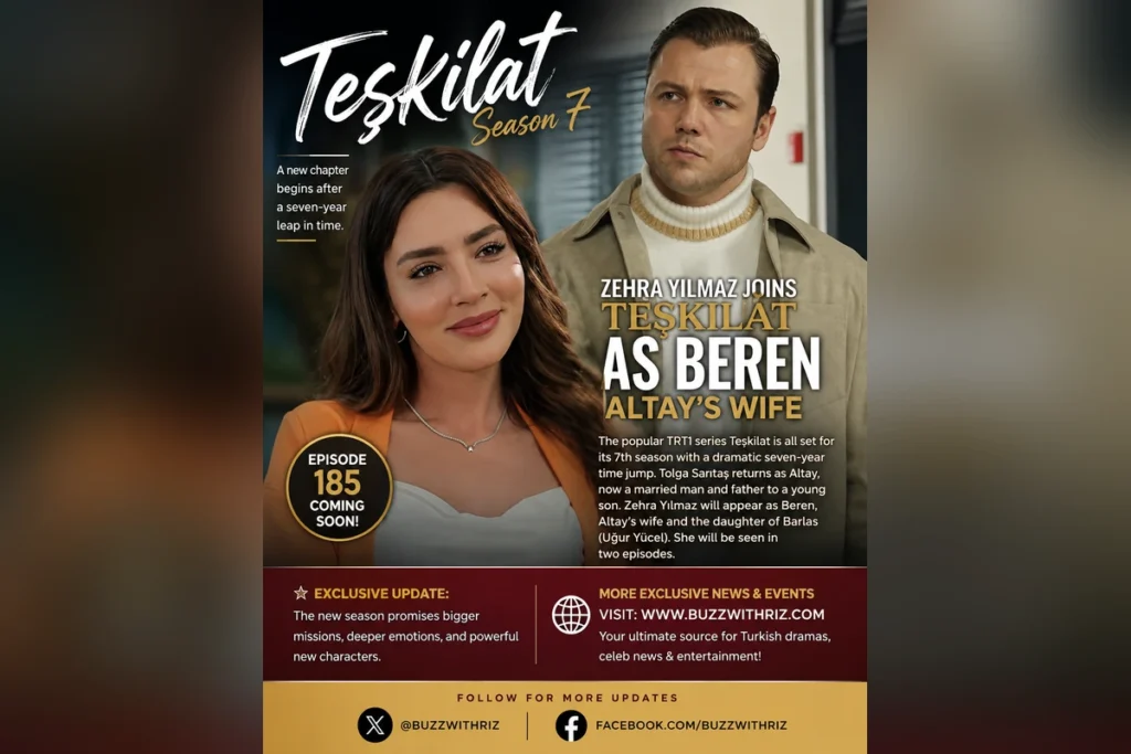 Zehra Yılmaz as Beren, Altay’s wife in Teşkilat Season 7