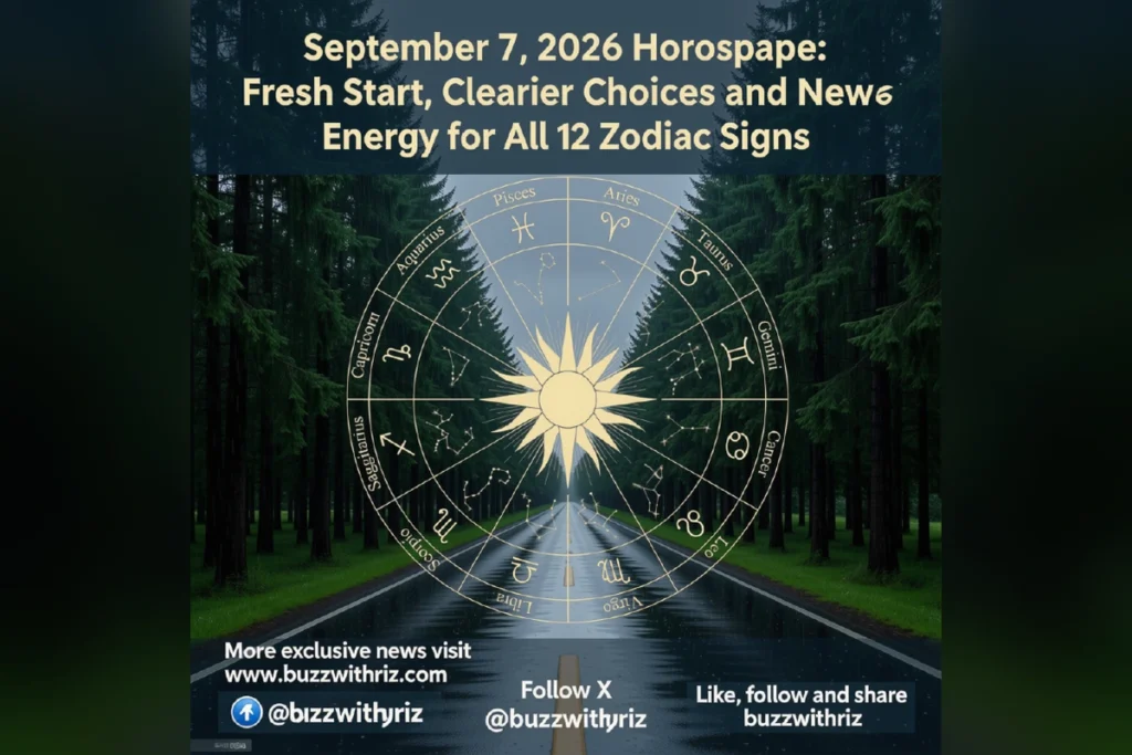 September 7 2026 horoscope for all 12 zodiac signs with stars and zodiac symbols