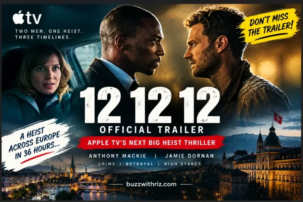 12 12 12 Apple TV thriller poster featuring Anthony Mackie and Jamie Dornan.
