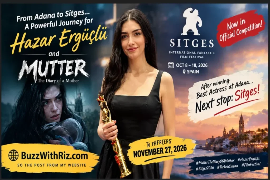 Hazar Ergüçlü’s MUTTER: The Diary of a Mother Heads to Sitges After Major Adana Win Award-winning actress holding a trophy at the Adana Altın Koza Film Festival