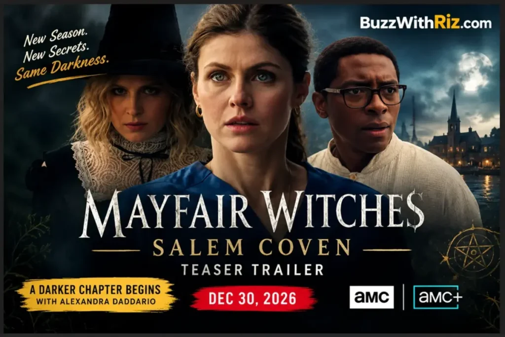Mayfair Witches: Salem Coven Trailer Brings Alexandra Daddario Into a Darker World of Witchcraft Mayfair Witches: Salem Coven teaser poster featuring Alexandra Daddario, dark witchcraft.