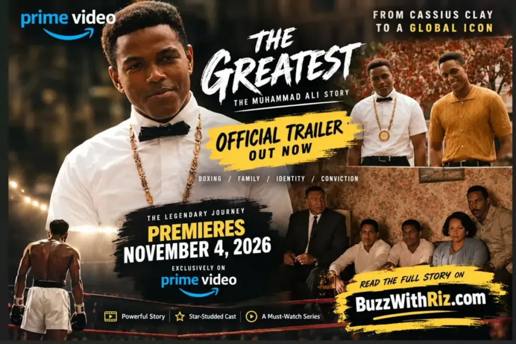 The Greatest Muhammad Ali Prime Video trailer poster featuring Jaalen Best as Cassius Clay.